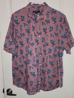 Daniel Cremieux Pink Short-Sleeve Button-Down with Blue Paisley